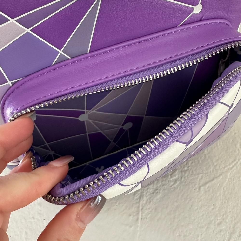 LOUNGEFLY UEC Purple White Abstract Wall Epcot Backpack - Picture 2 of 12